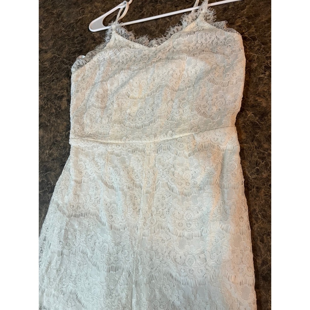 Monteau Los Angeles White Floral Lace Wide Leg Jumpsuit Bridal Bachelorette Boho - Picture 3 of 10